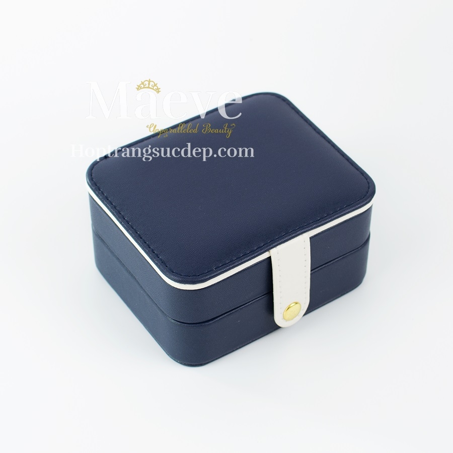 Hộp vuông khoá nút thời trang - xanh đậm