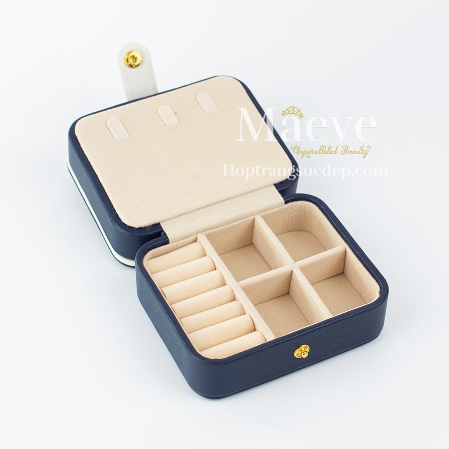 Hộp vuông khoá nút thời trang - xanh đậm