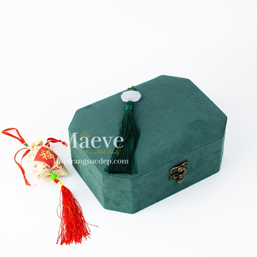 Hộp bát giác 2 tầng - xanh lá cây đậm