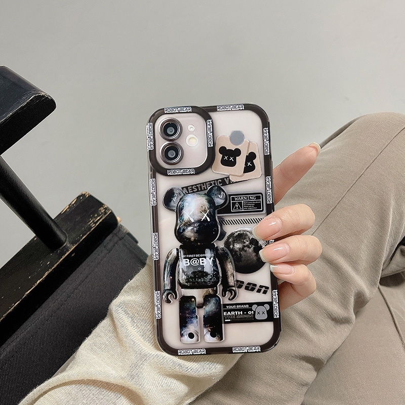Ốp Lưng Iphone Gấu Bearbrick Viền Xi Kim Tuyến In 3D Bảo Vệ Camera Cho Ip 6  6S 7 8 Plus Se X Xs Xs Max 11 12 13 Pro Max giá rẻ nhất tháng 2/2024