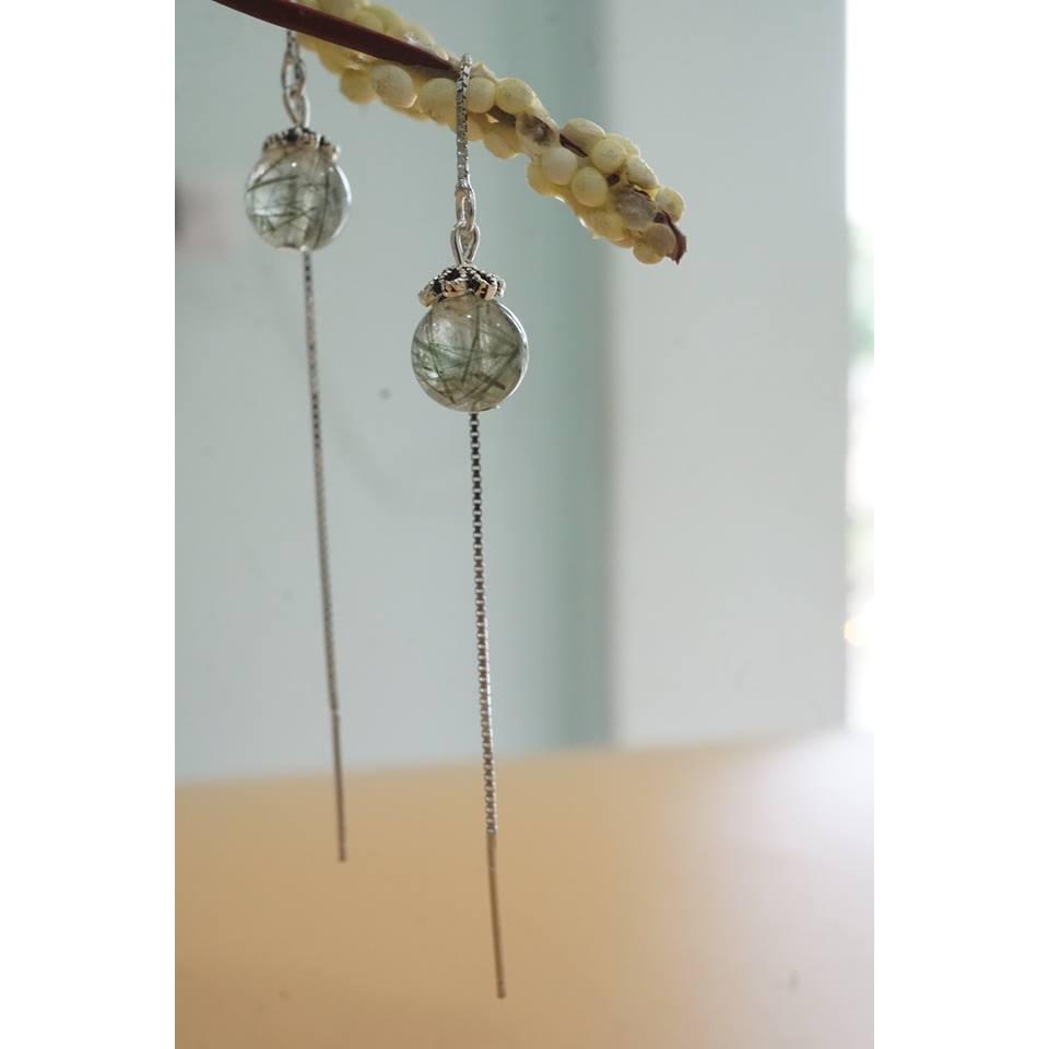Green rutilated quartz earrings