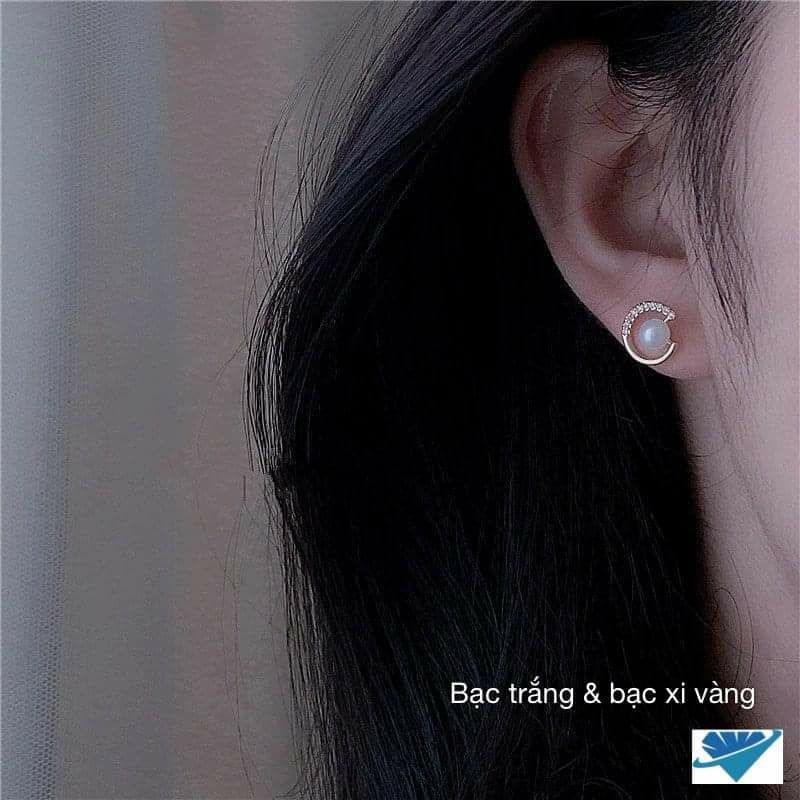 Khuyên tai hình tròn đính ngọc trai sang trọng