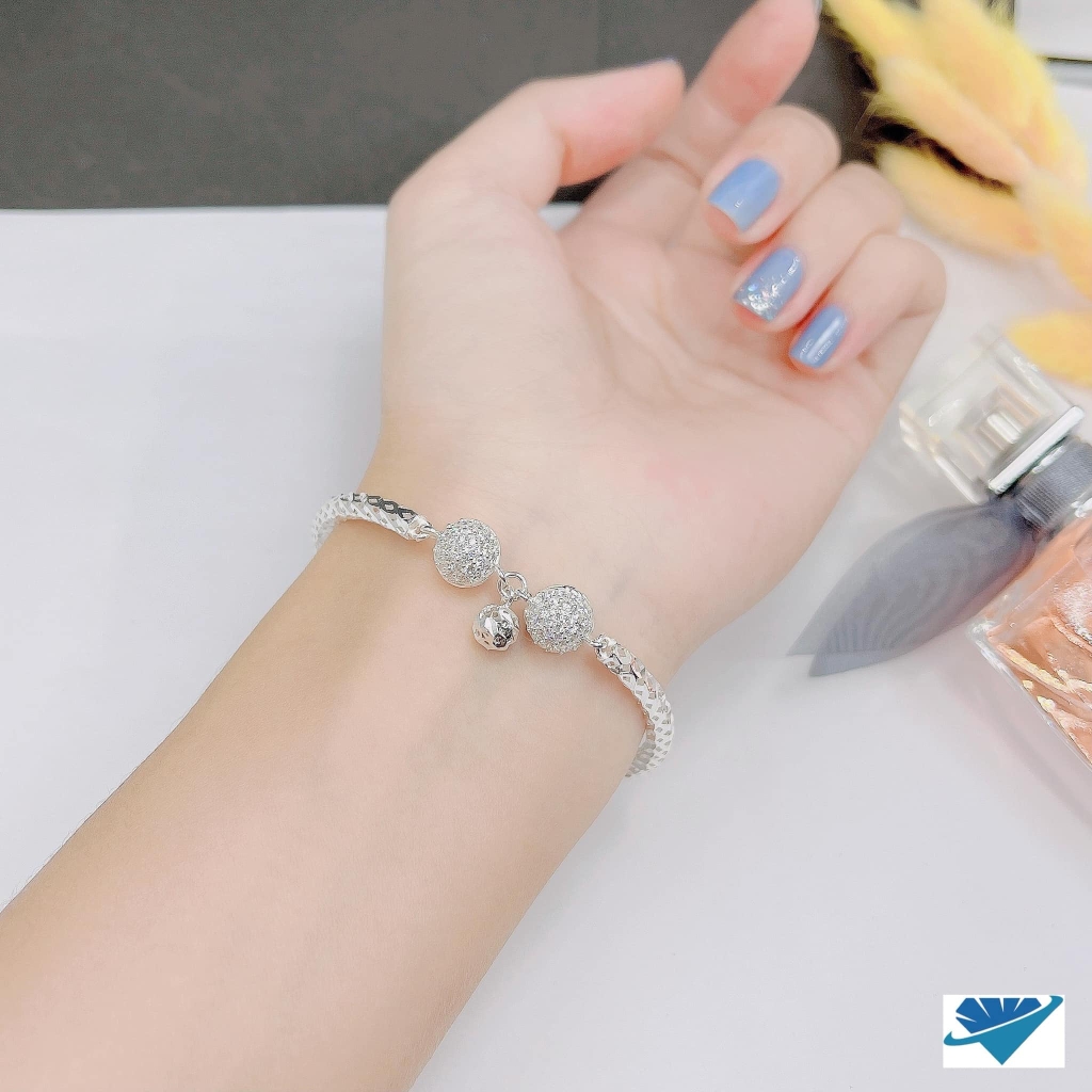 Lắc tay bạc nữ hình quả cầu
