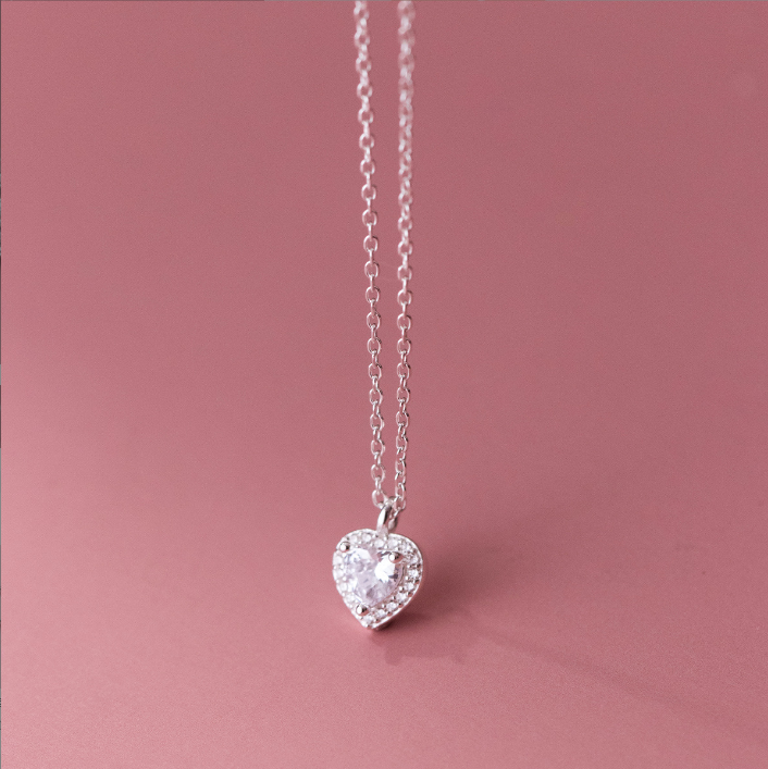 Dây chuyền tim đá bạc 925