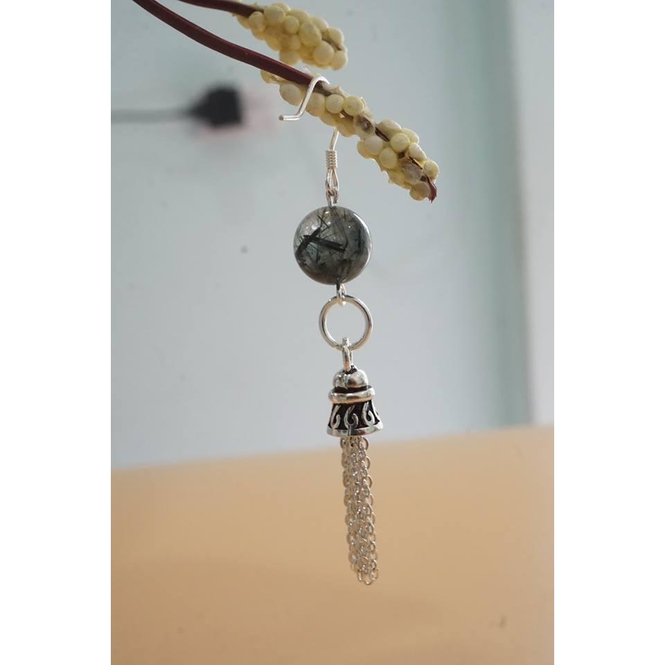Black rutilated quartz earrings
