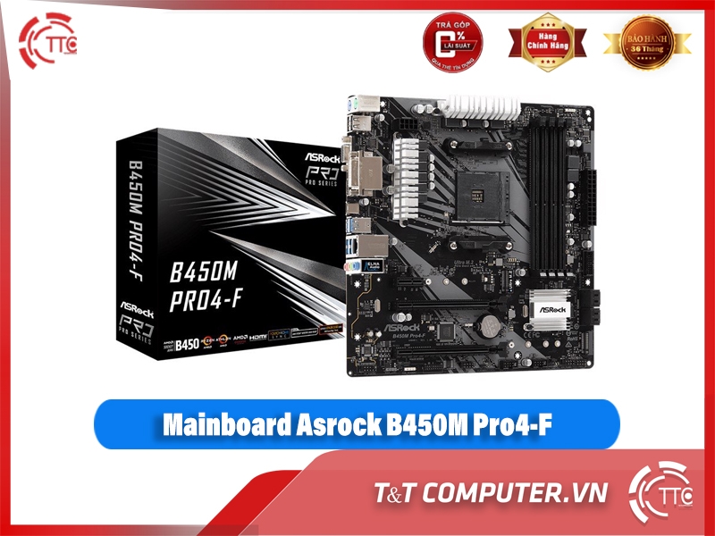 Mainboard ASROCK B450M PRO 4-F (AMD B450M, Socket AM4, m-ATX, 4 khe RAM DDR4)