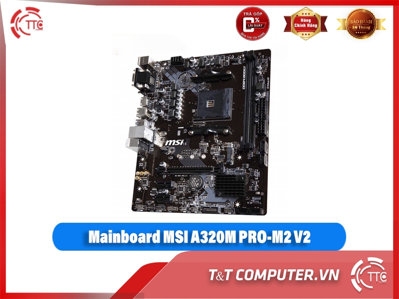 Mainboard MSI A320M PRO-M2 V2 (AMD A320, Socket AM4, m-ATX, 2 khe RAM DDR4)