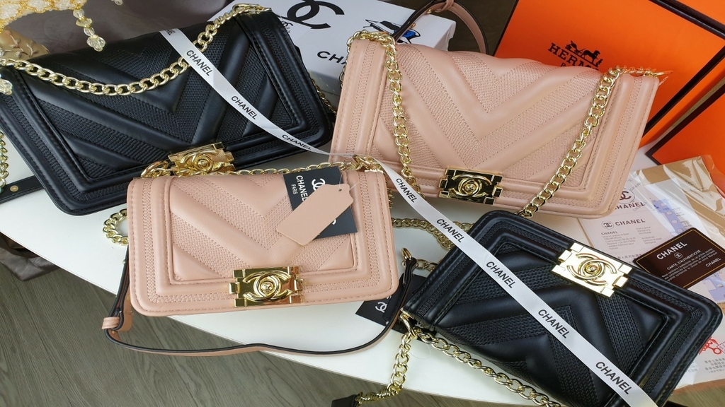 Chanel Boy Handbag Black Gold  Nice Bag