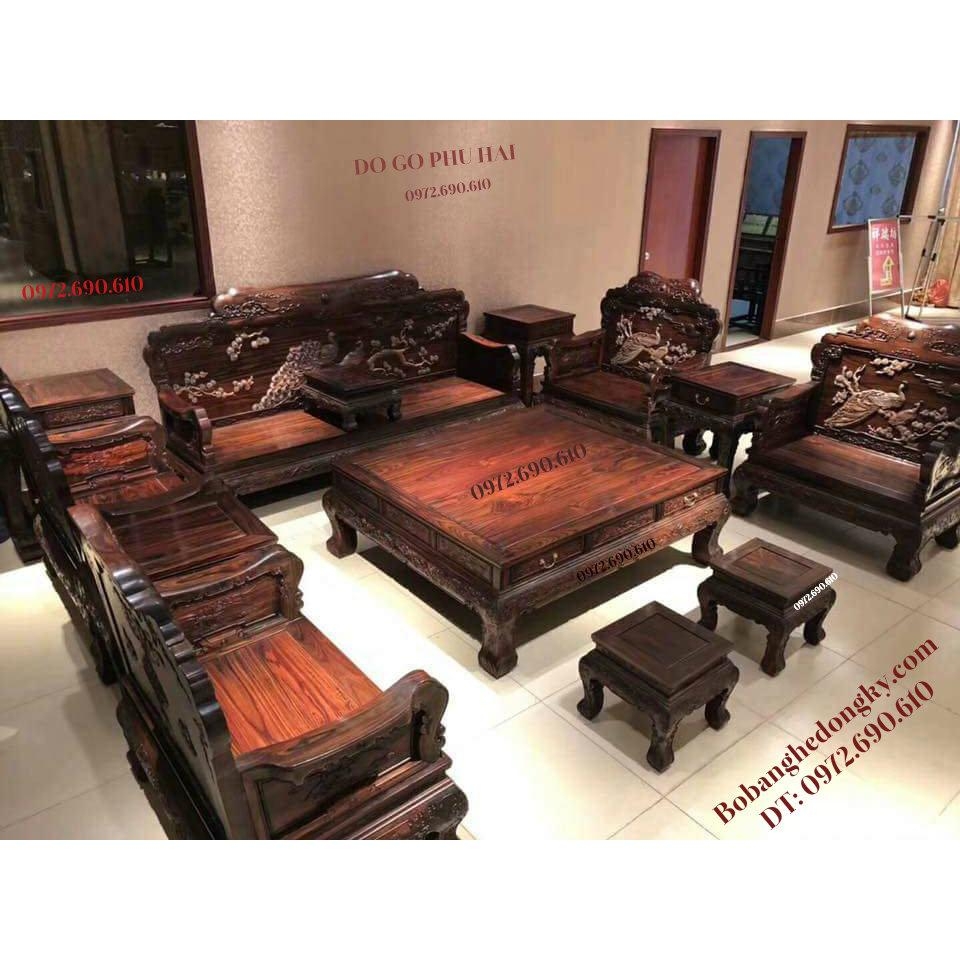 ⑧ Bộ Bàn Ghế Gỗ Chạm Chim Công Hàng Đẹp, Mẫu Hiếm B373 ⑧ Bộ Bàn Ghế Gỗ Chạm Chim Công Hàng Đẹp, Mẫu Hiếm B373