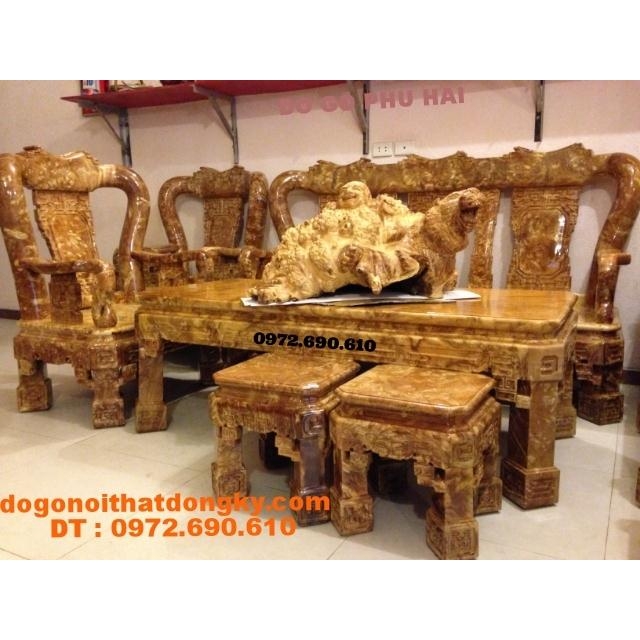 Bộ bàn ghế đẹp Quốc triện gỗ nu nghiến vai 12 BG44
