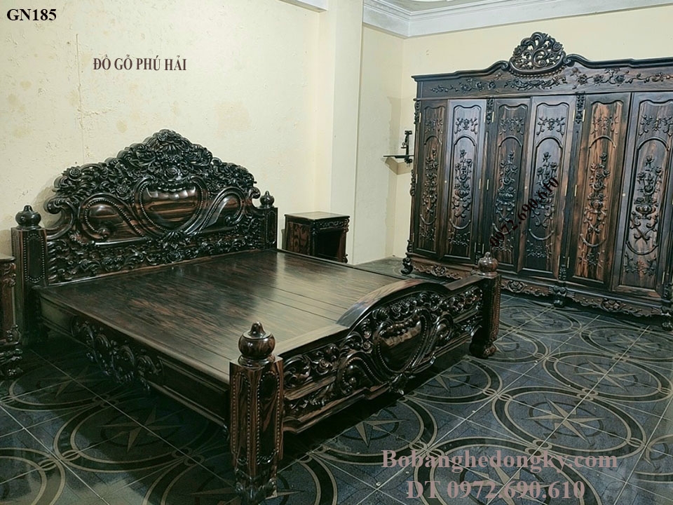 Bộ Giường Ngủ, Tủ Áo Gỗ Mun Được Săn Đón Nhất Năm 2021 GN185 Bộ Giường Ngủ, Tủ Áo Gỗ Mun Được Săn Đón Nhất Năm 2021 Gn185