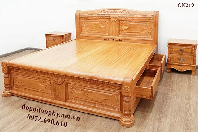 Giường Ngủ Gỗ Gõ Đỏ Giá Rẻ, Mẫu Đẹp GN219