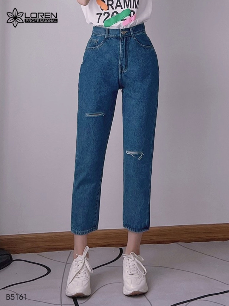 Quần jean baggy LOREN rách xanh B5161