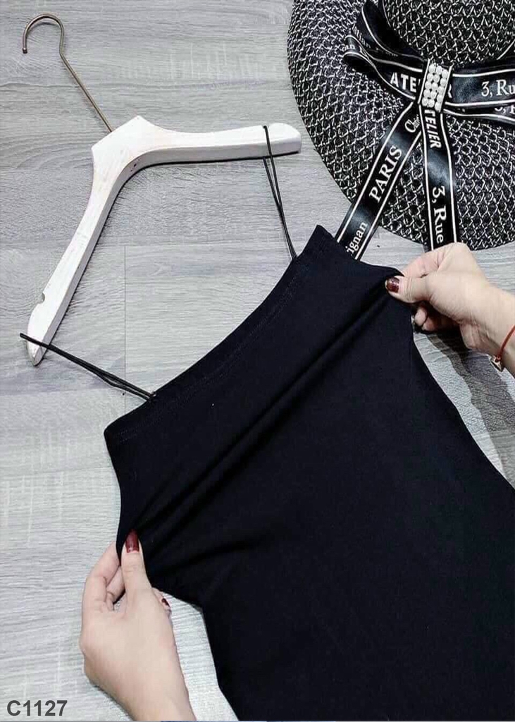 Đầm 2 dây ngắn đen C1127