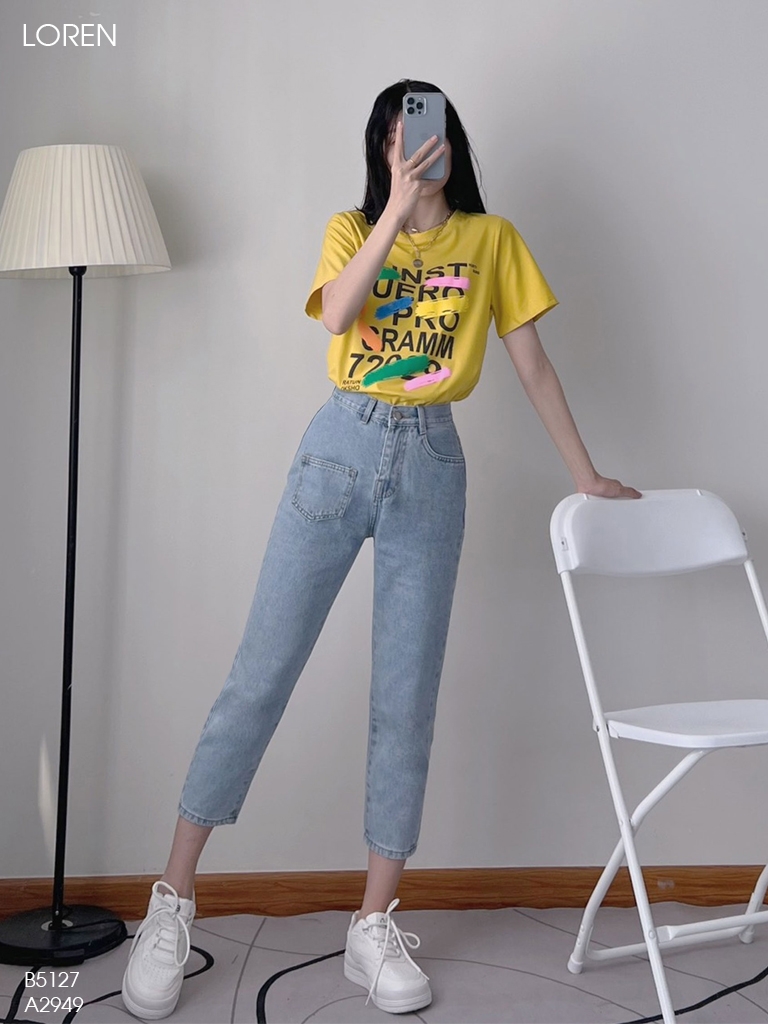 Quần jean baggy LOREN kiểu túi đắp B5127