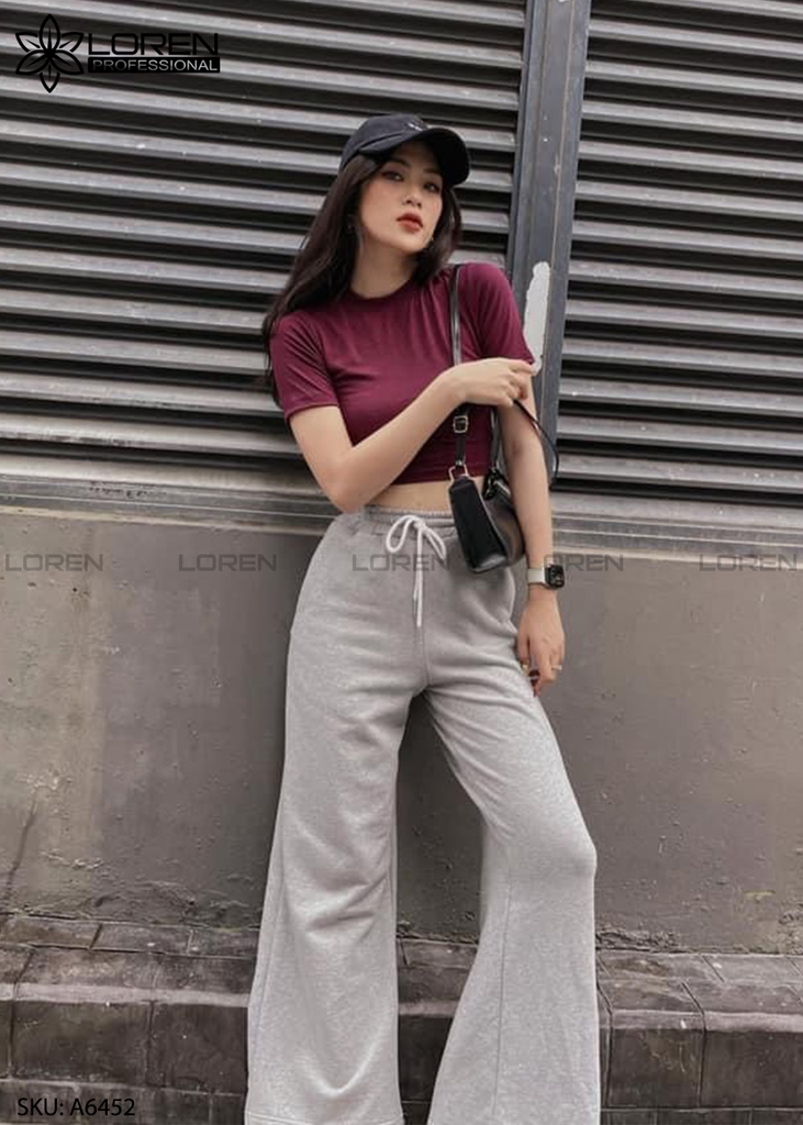 Áo croptop cổ tròn tay ngắn đỏ A6452