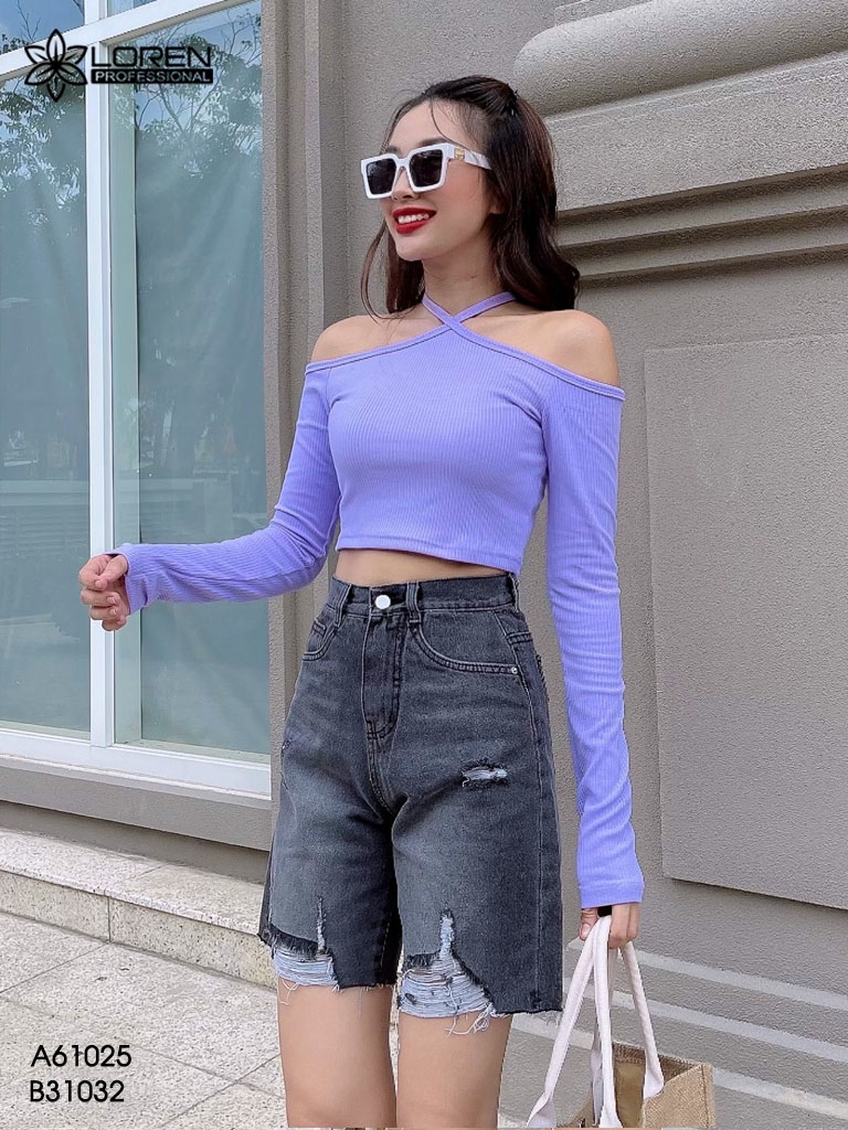 Quần jean ngố nữ LOREN rách tua B31032
