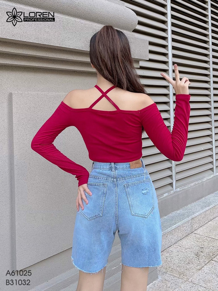 Quần jean ngố nữ LOREN rách tua B31032