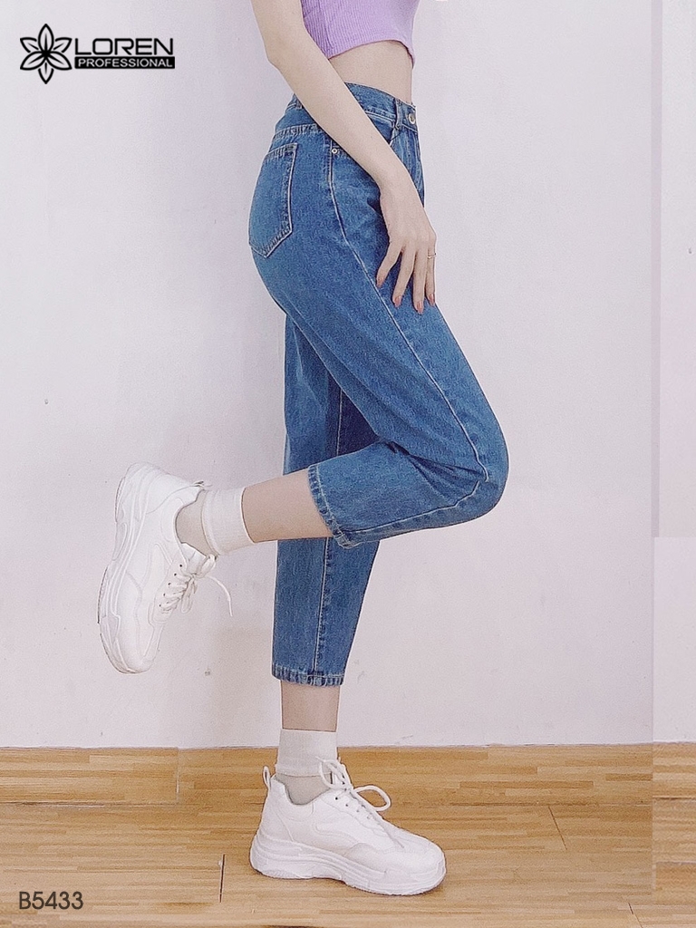 Quần jean baggy LOREN trơn xanh B5433