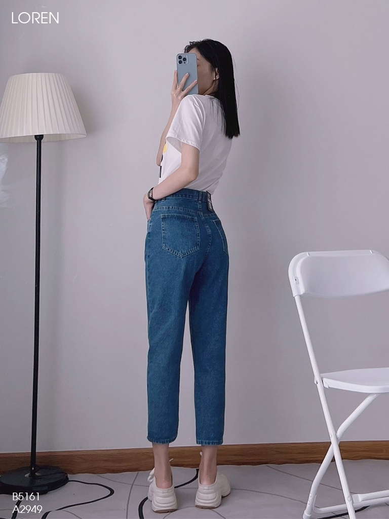 Quần jean baggy LOREN rách xanh B5161