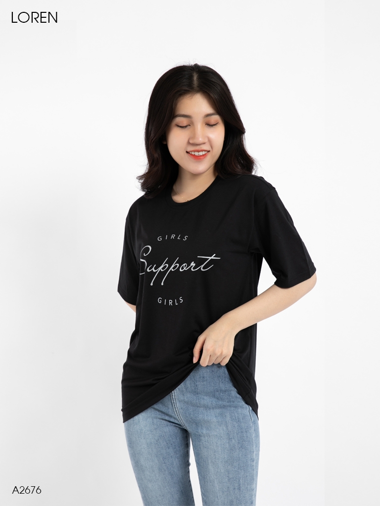 Áo thun nữ LOREN girls support đen A2676