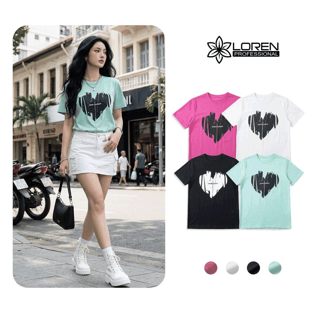 Áo thun nữ LOREN Regular heart A21094