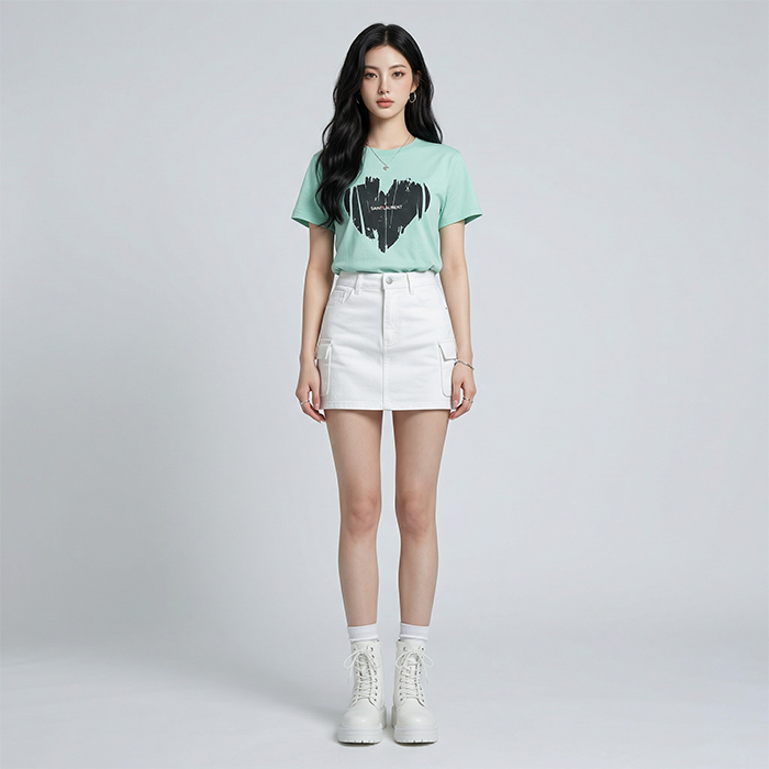 Áo thun nữ LOREN Regular heart A21094