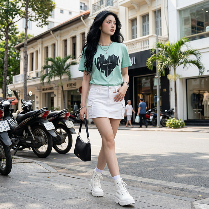 Áo thun nữ LOREN Regular heart A21094