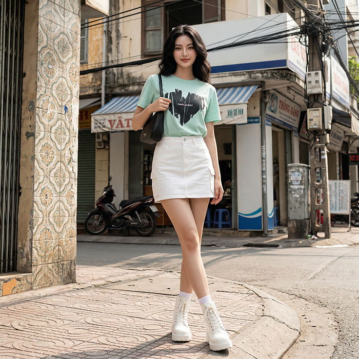 Áo thun nữ LOREN Regular heart A21094