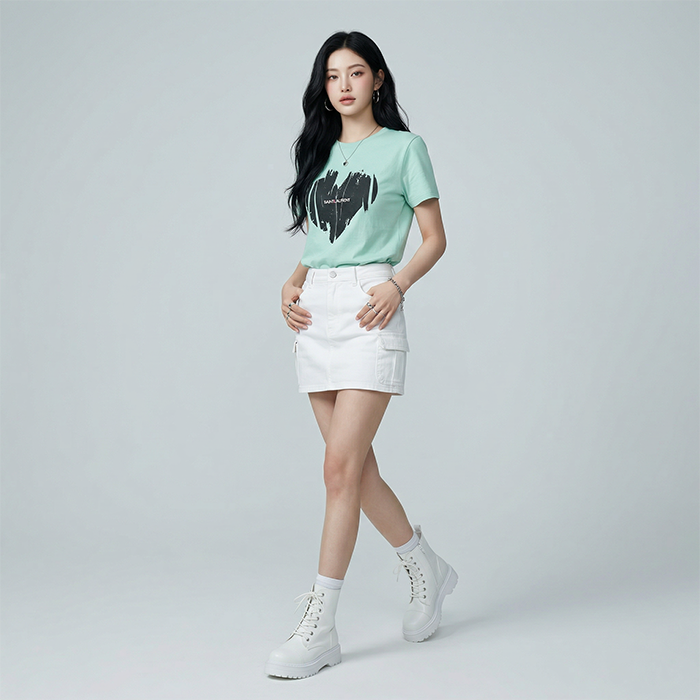 Áo thun nữ LOREN Regular heart A21094