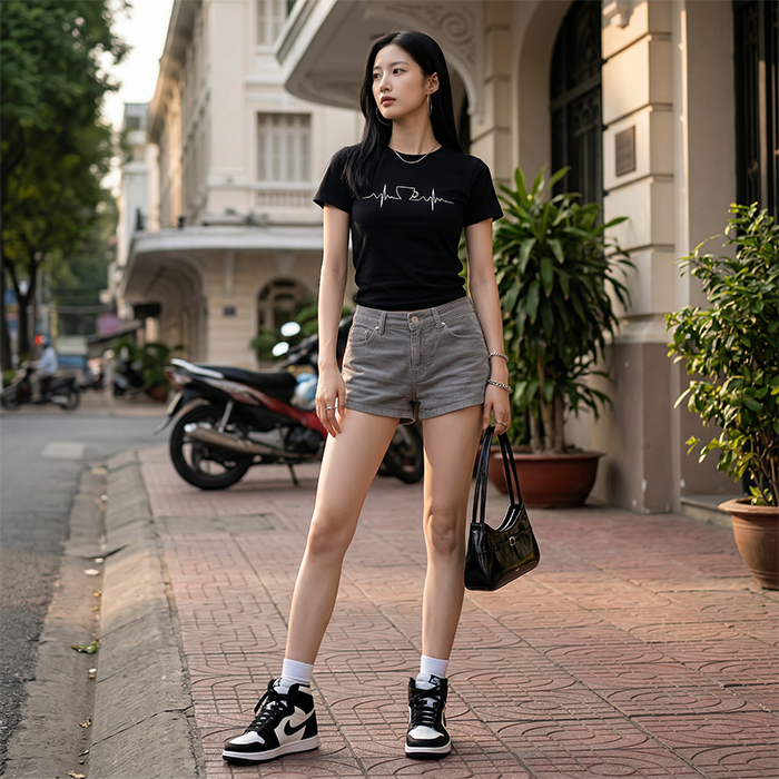 Áo thun nữ LOREN Regular nhịp tim A21095