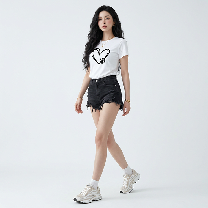 Áo thun nữ LOREN Regular tim A21096