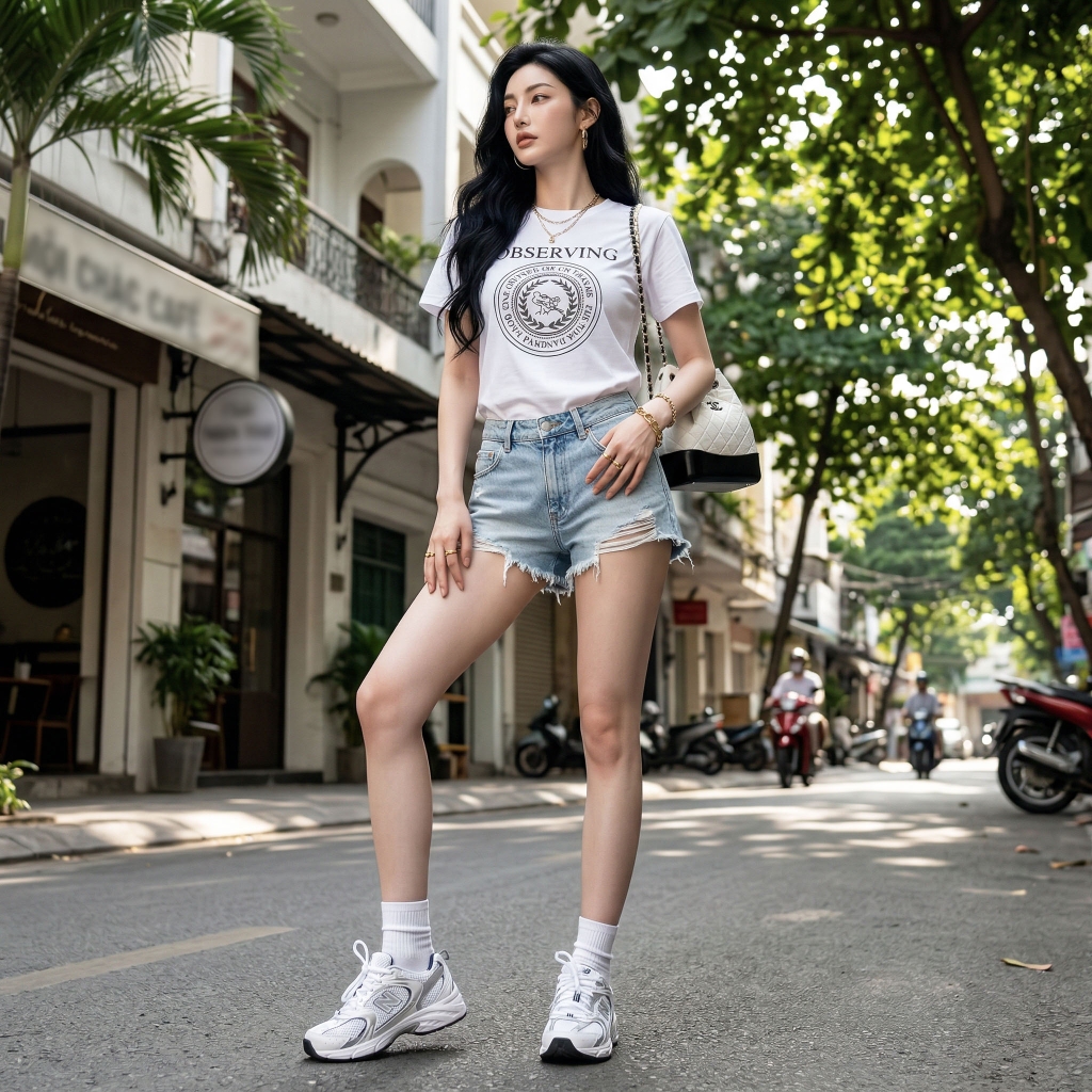 Áo thun nữ LOREN Regular observing A21099