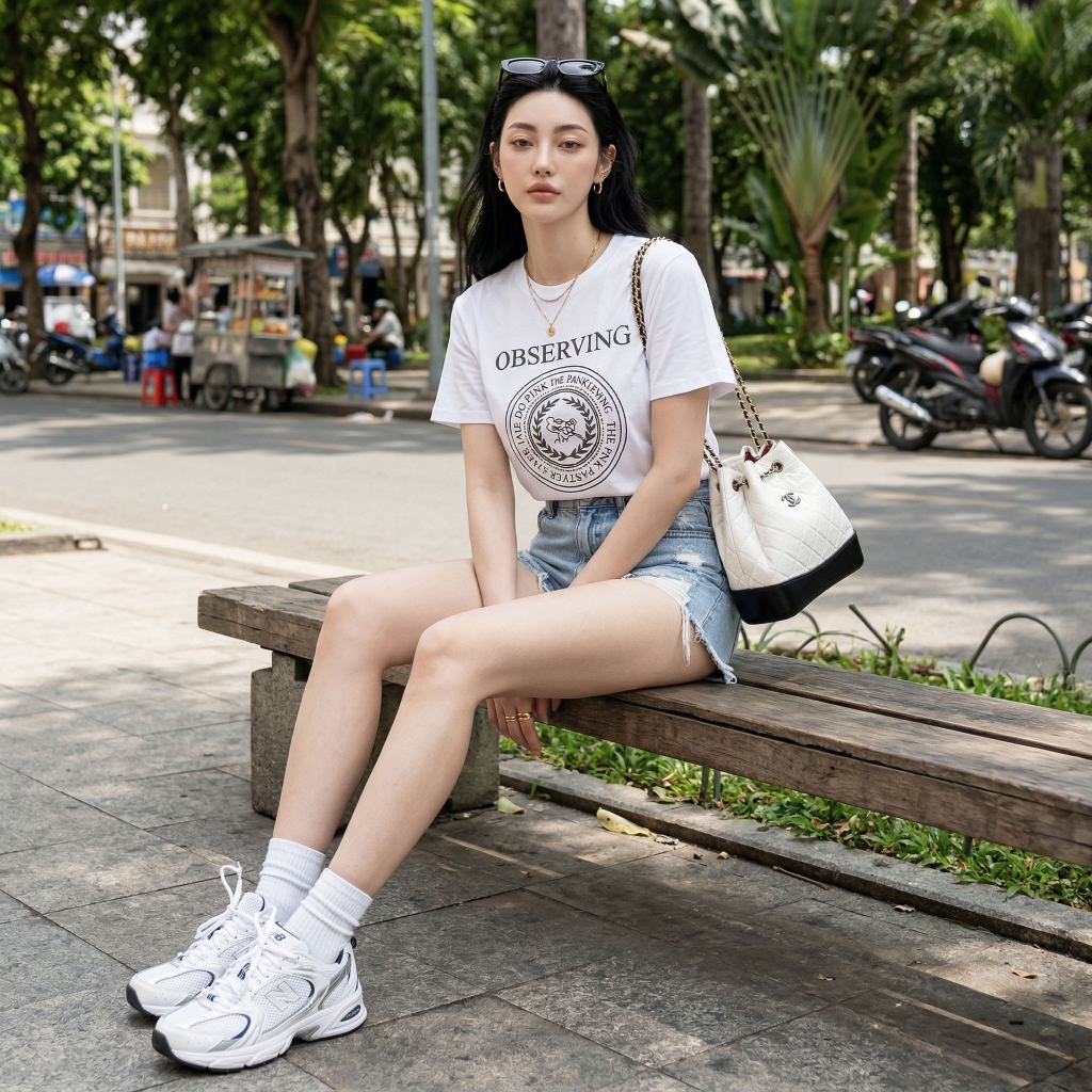 Áo thun nữ LOREN Regular observing A21099