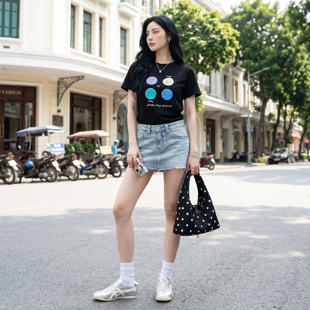 Áo thun nữ LOREN Regular status A21100