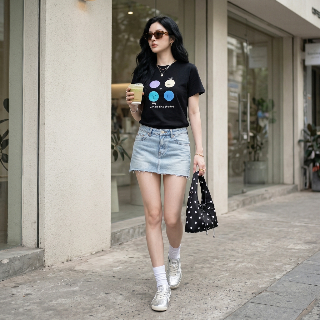 Áo thun nữ LOREN Regular status A21100