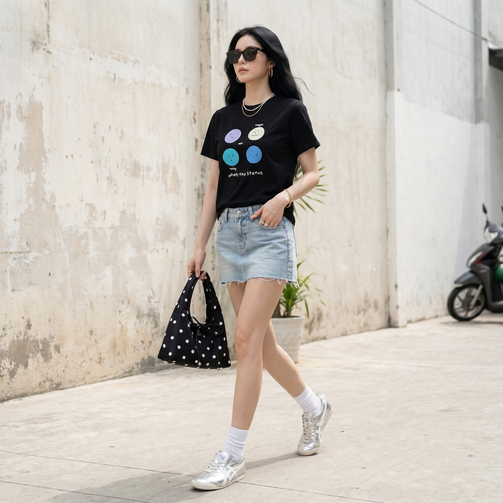 Áo thun nữ LOREN Regular status A21100