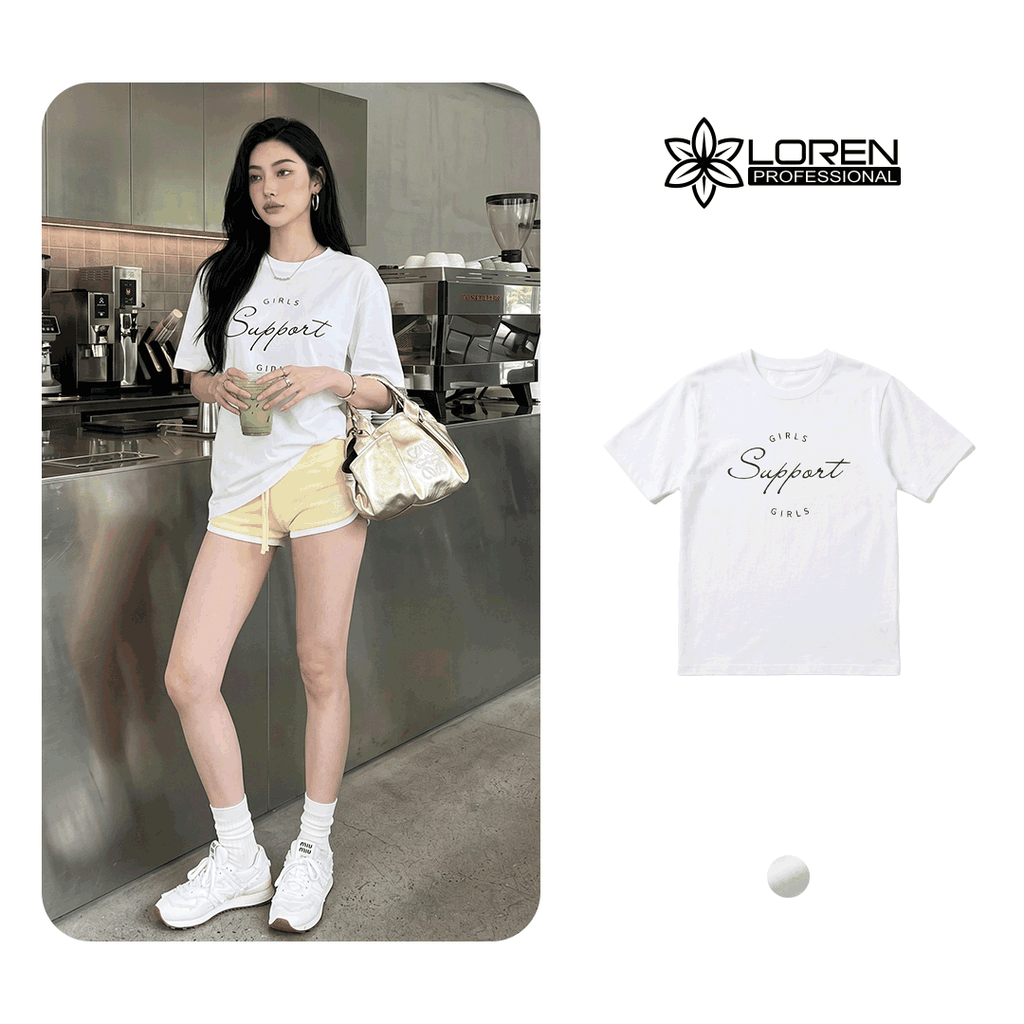 Áo thun nữ LOREN girls support trắng A2675