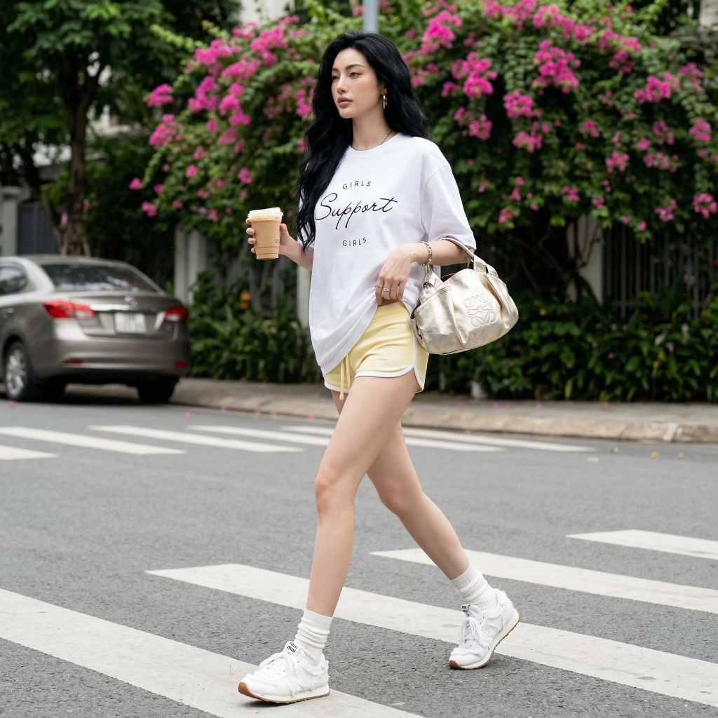 Áo thun nữ LOREN girls support trắng A2675
