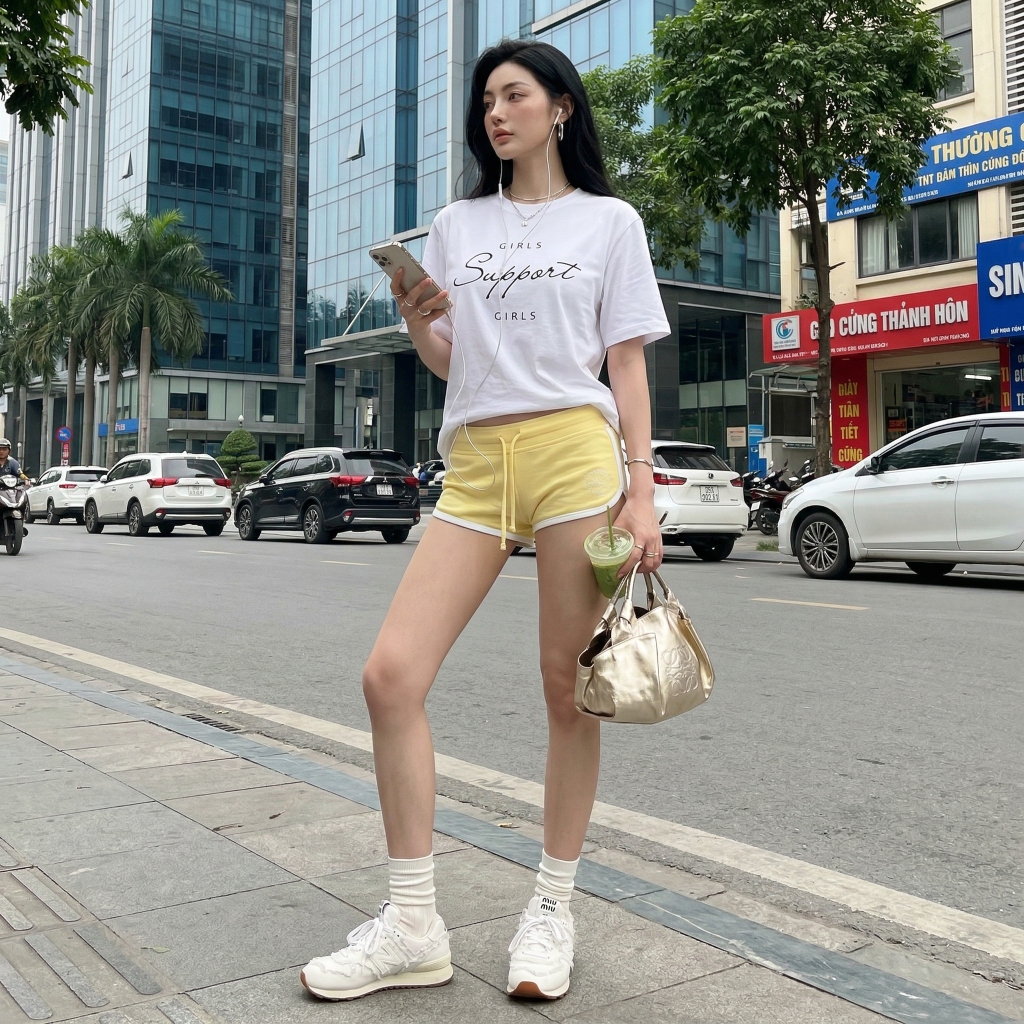 Áo thun nữ LOREN girls support trắng A2675