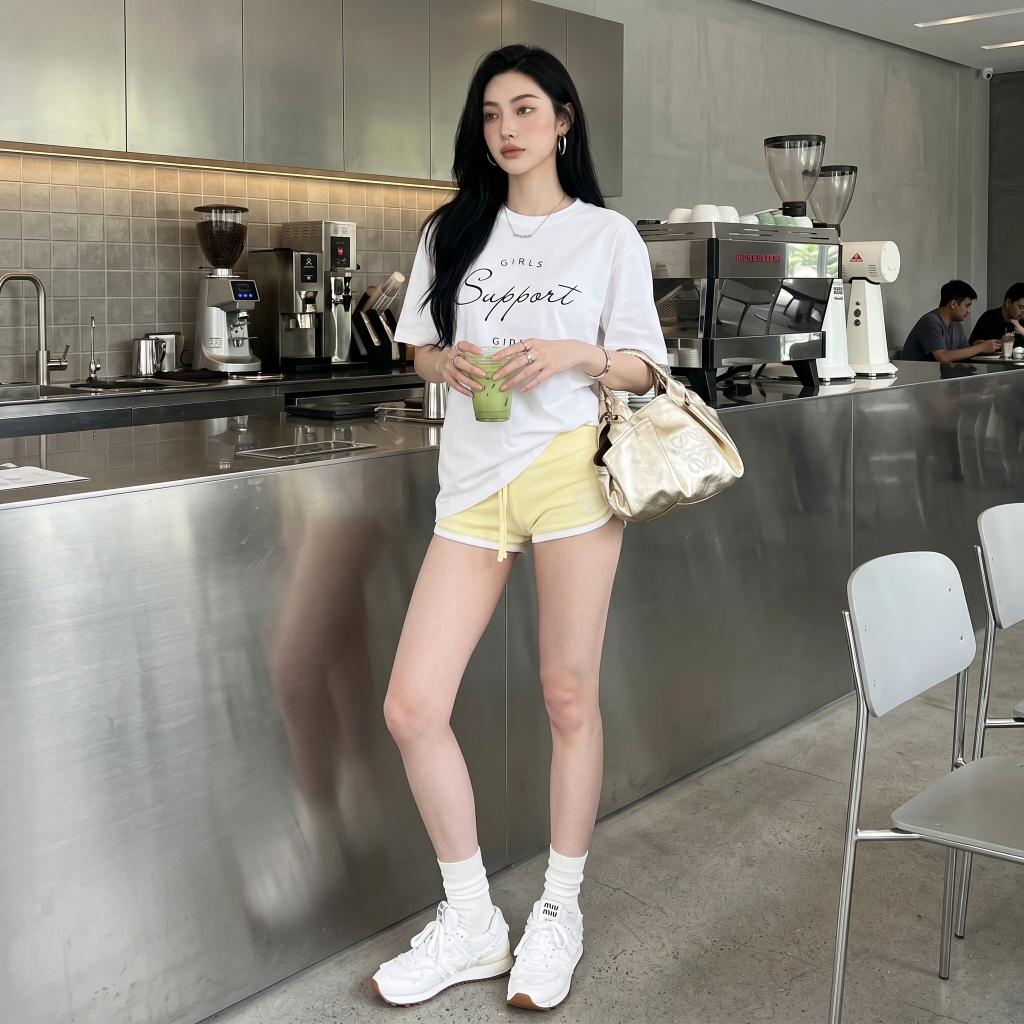 Áo thun nữ LOREN girls support trắng A2675