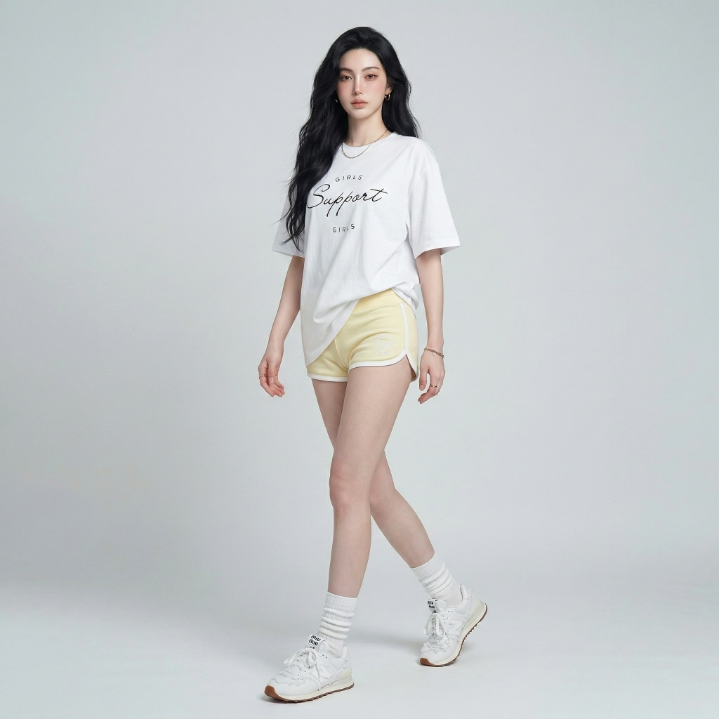 Áo thun nữ LOREN girls support trắng A2675