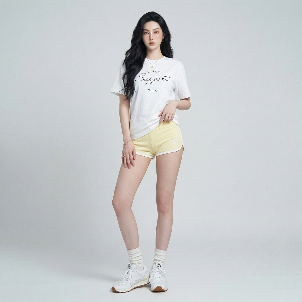 Áo thun nữ LOREN girls support trắng A2675