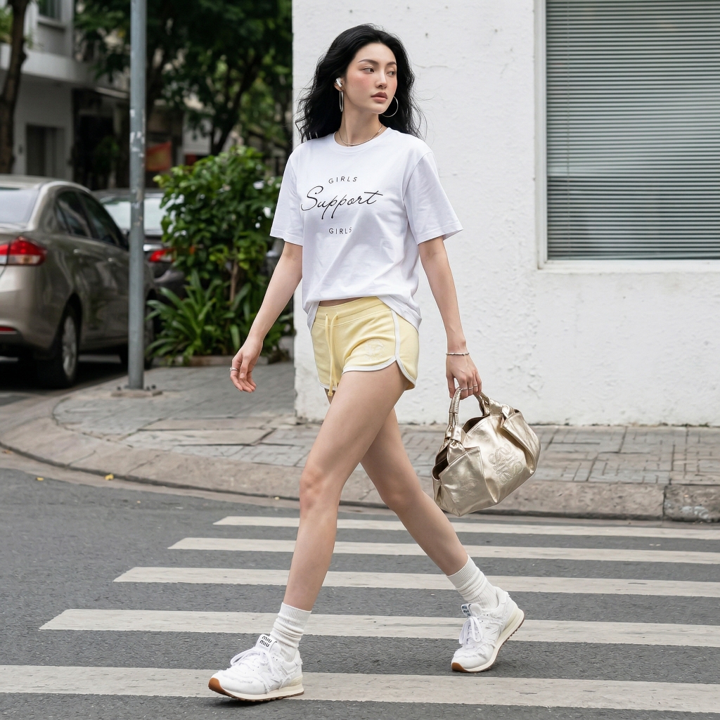 Áo thun nữ LOREN girls support trắng A2675