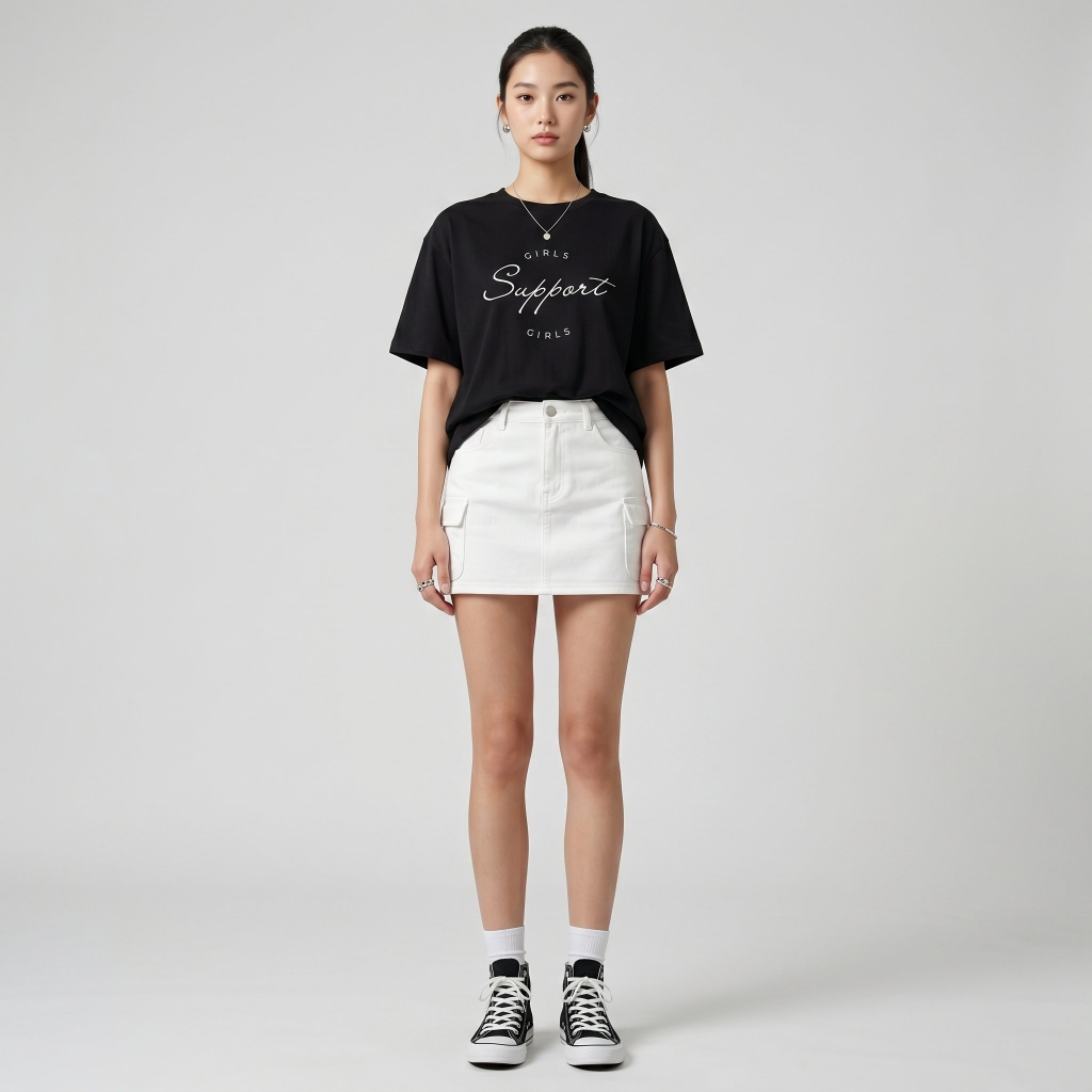 Áo thun nữ LOREN girls support đen A2676