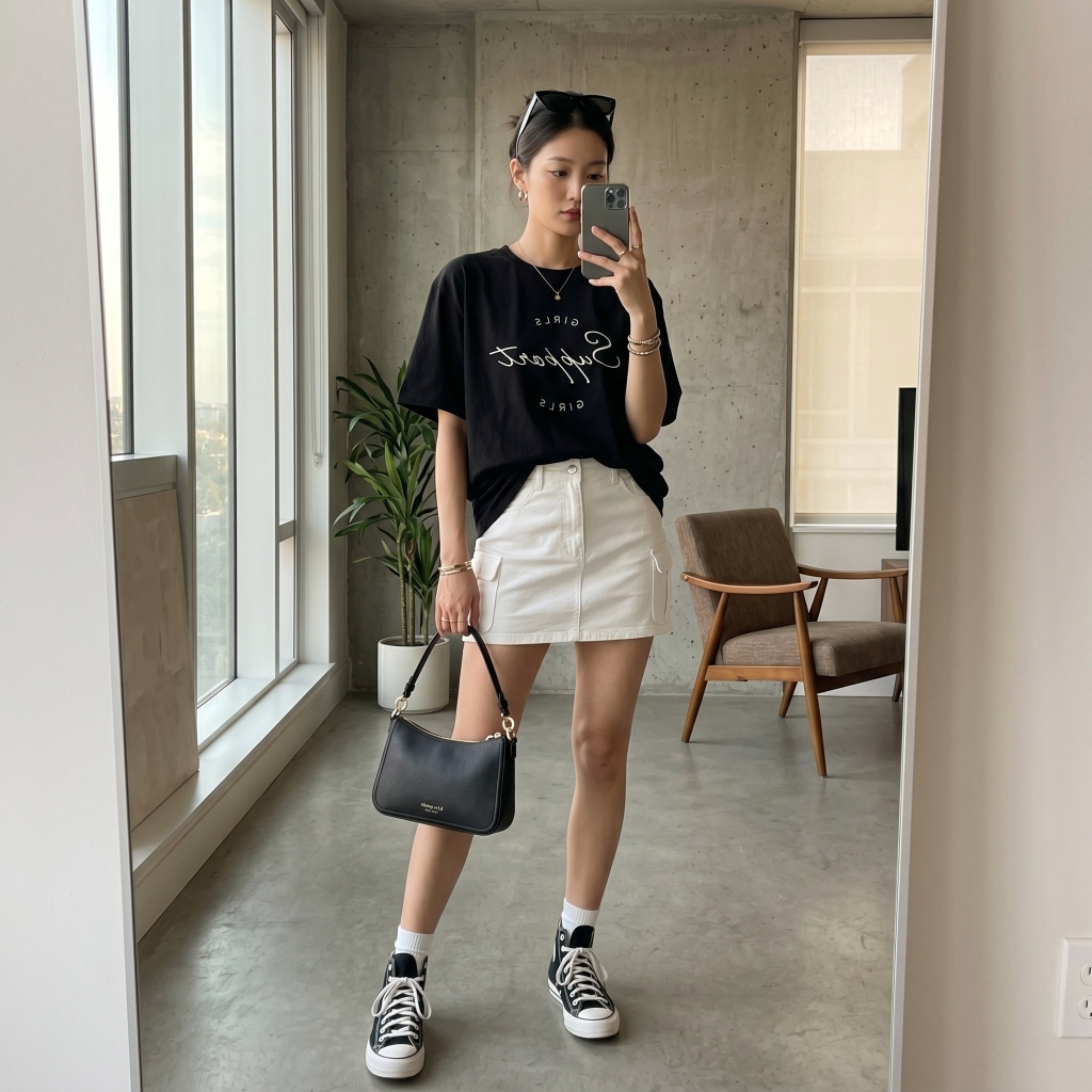 Áo thun nữ LOREN girls support đen A2676