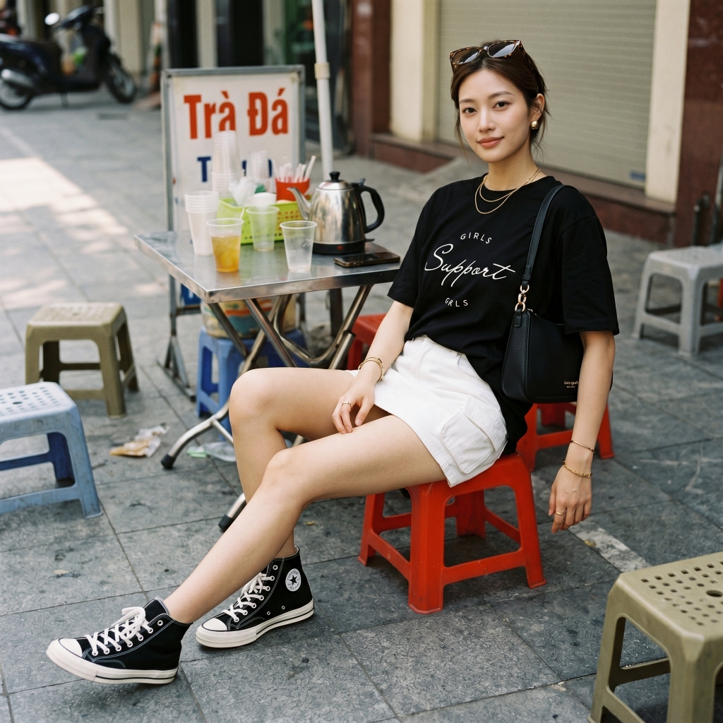 Áo thun nữ LOREN girls support đen A2676