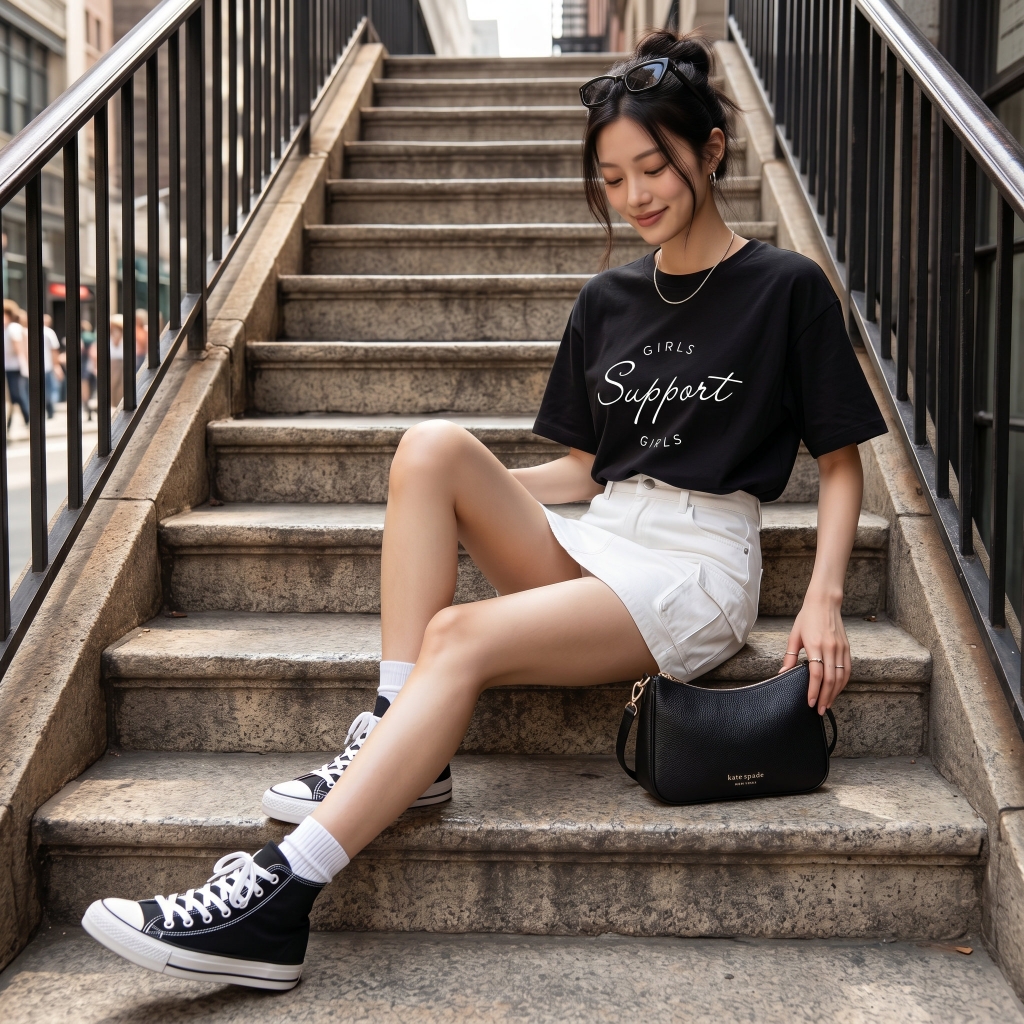 Áo thun nữ LOREN girls support đen A2676