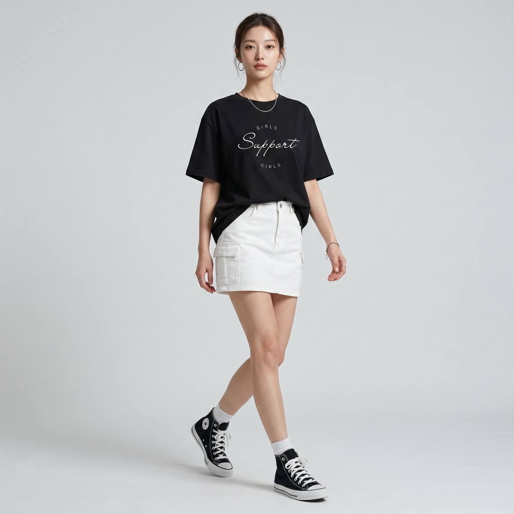 Áo thun nữ LOREN girls support đen A2676