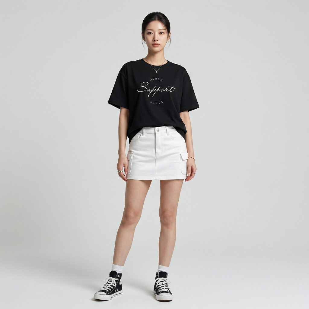 Áo thun nữ LOREN girls support đen A2676